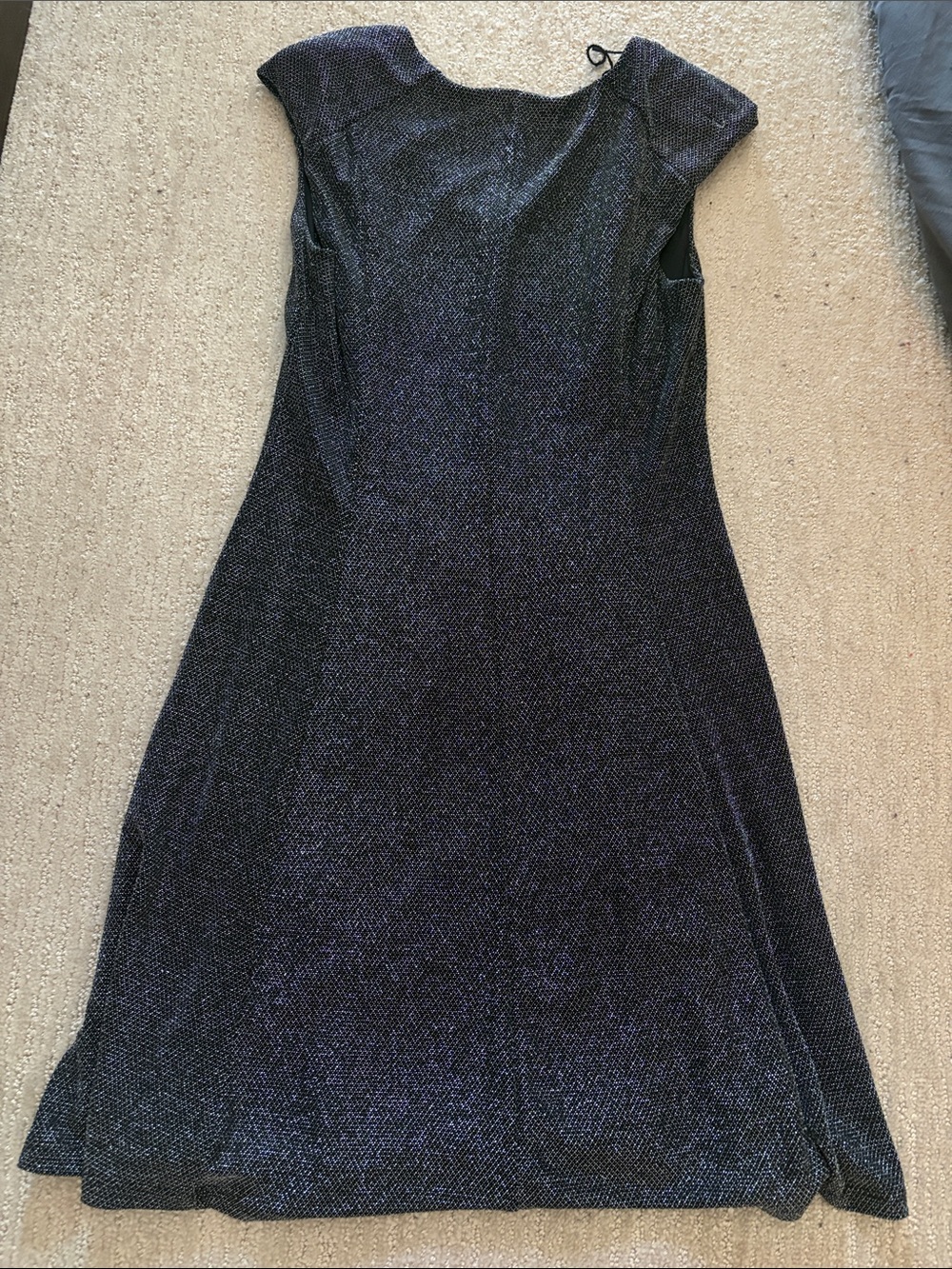 London Times Sparkle V-Neck Midi Dress - Black & Blue - Picture 2 of 3